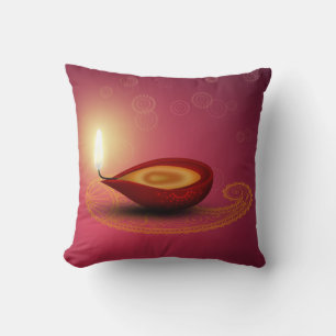 Almofada Shiny Happy Diwali Diya - Travesseiro