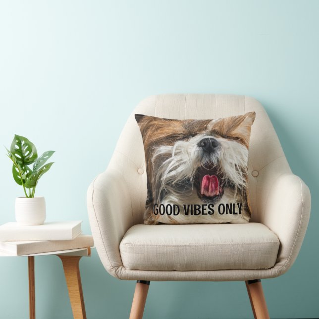 Almofada Shiz tzu lingua engraçada vibe texto personalizado (Cadeira)