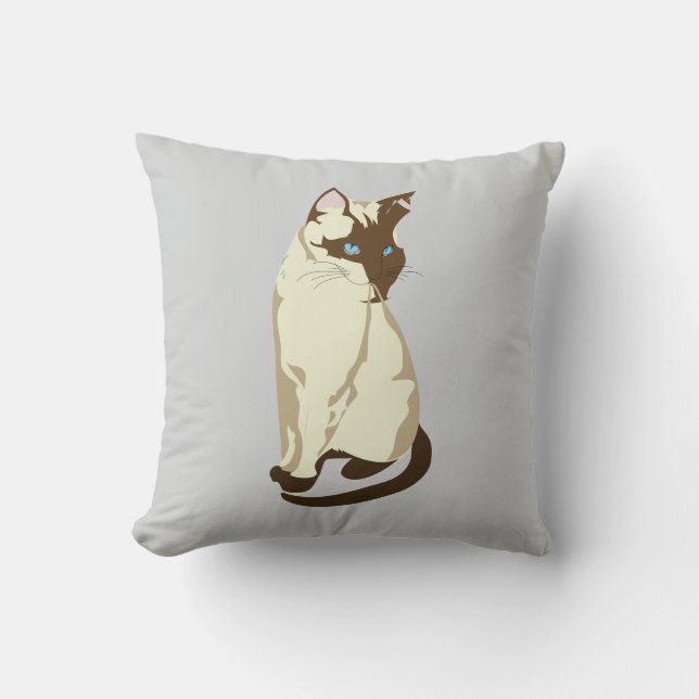 Almofada Siamese Cat on Throw Pillow (Frente)