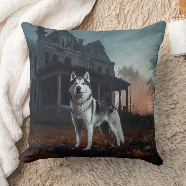 Almofada Siberian Husky Halloween Scary (Cobertor)