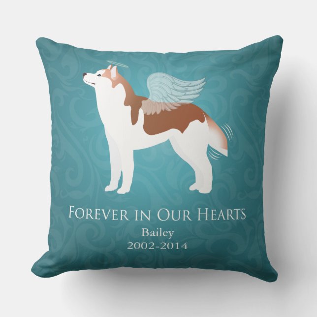 Almofada Siberian Husky - Red - Pet Memorial Design (Frente)