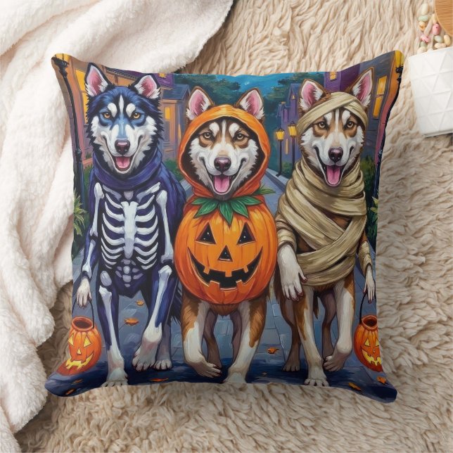 Almofada Siberian Husky Trick-or-Treating Halloween Costume (Cobertor)