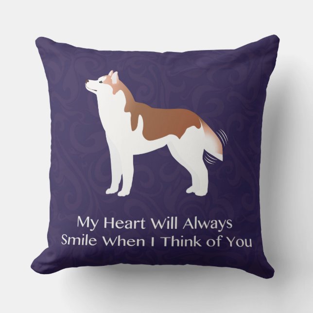 Almofada Siberian Husky - Vermelho - Pensando em você Desig (Frente)