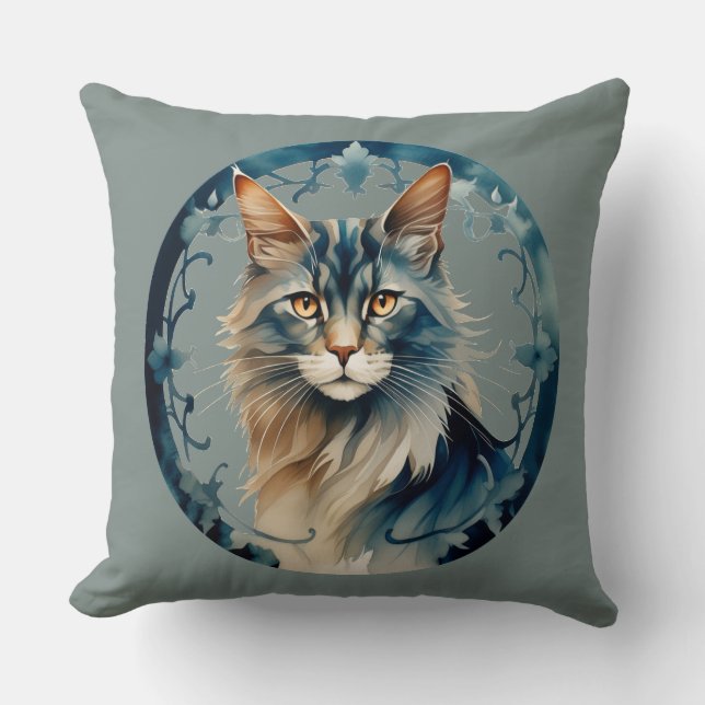 Almofada Sibirische Katze - Runde Farbillustration (Frente)