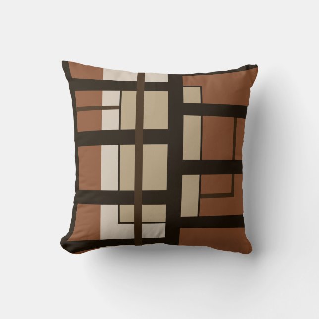 Almofada Siena Orange Tan & Brown Modern Color Block (Frente)
