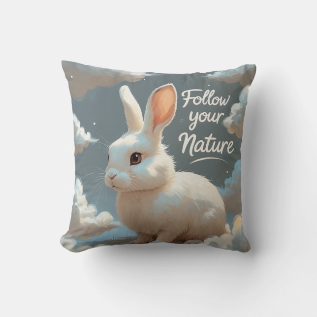 Almofada Siga a sua natureza (coelho) (Frente)