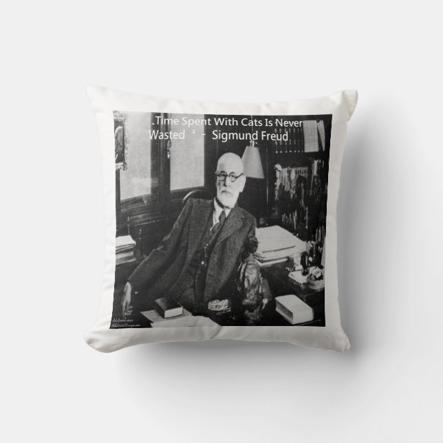 Almofada Sigmund Freud & Cat Cote Travesseiro decorativo (Frente)