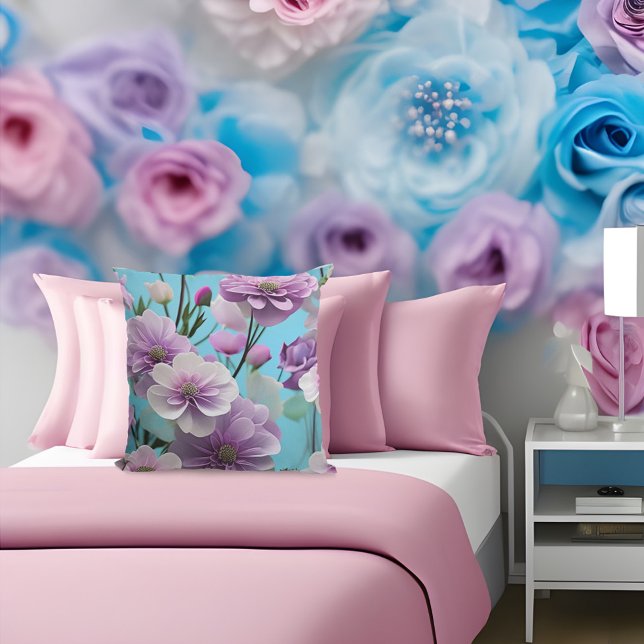 Almofada Sila rosa púrpura macia Flores grandes (Criador carregado)