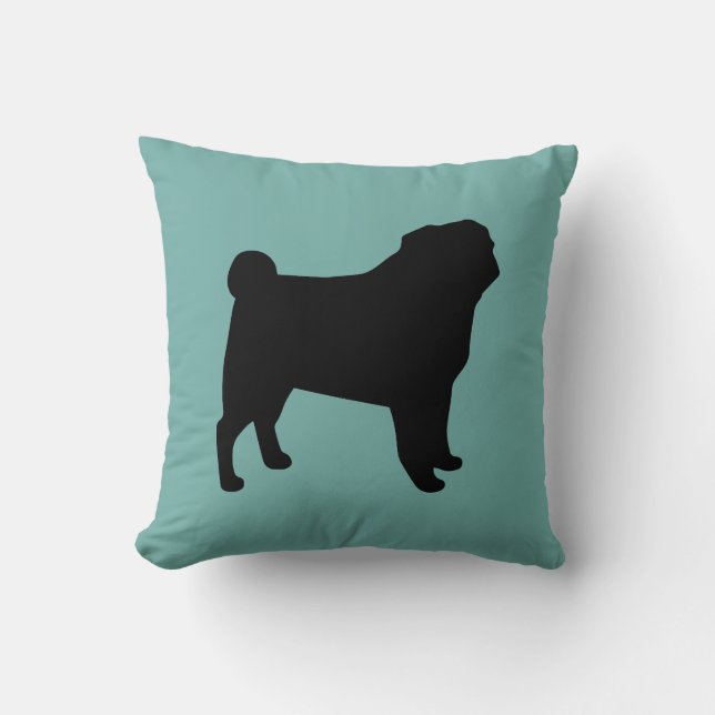 Almofada Silhouette Black Pug | Cão Lover's Teal (Frente)