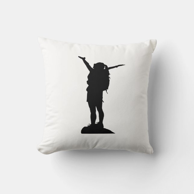 Almofada Silhouette, menina das montanhas subindo (Frente)