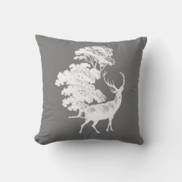 Almofada Silhouette Rustic White Deer em Cinzas