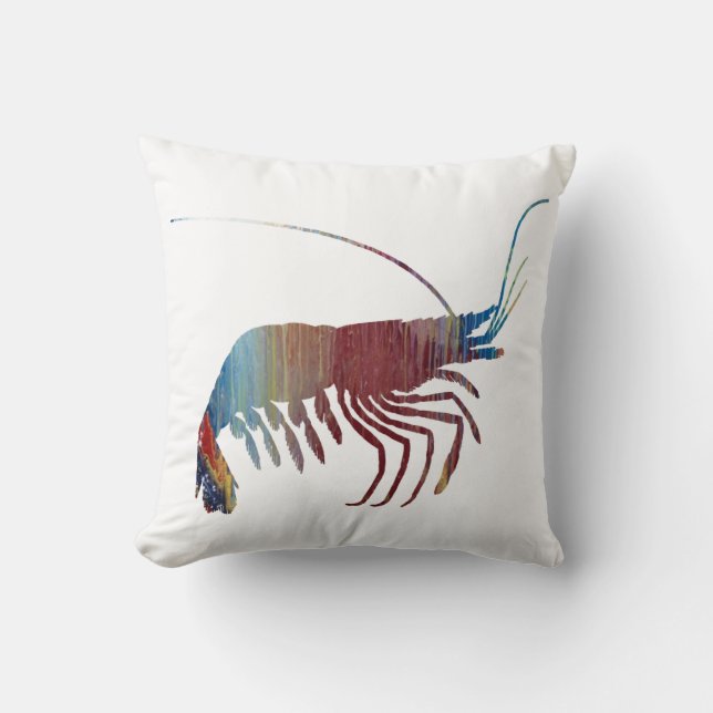 Almofada Silhueta abstrata do camarão (Frente)