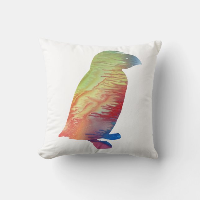 Almofada Silhueta abstrata do papagaio-do-mar (Frente)