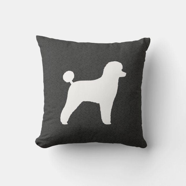 Almofada Silhueta Branca de Poodle (Frente)