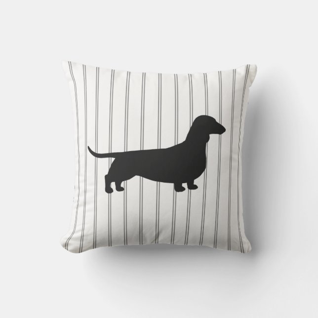 Almofada Silhueta de cachorro Dachshund em tiras (Frente)