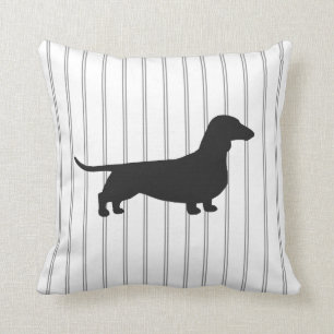 Almofada Silhueta de cachorro Dachshund em tiras