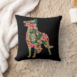 Almofada Silhueta de Cachorro Divertido Floral Pastor Alemã
