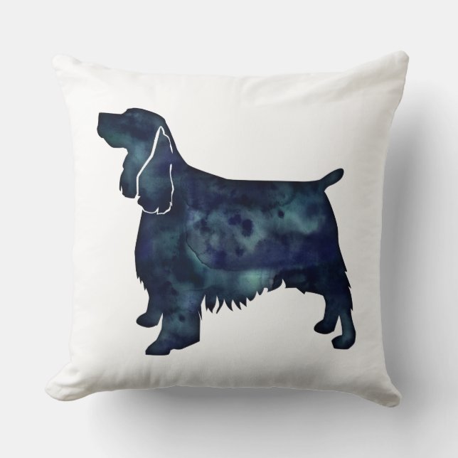 Almofada Silhueta de Cor Negra Negra de Cachorro Springer (Frente)