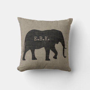 Almofada Silhueta de elefante africano com texto personaliz