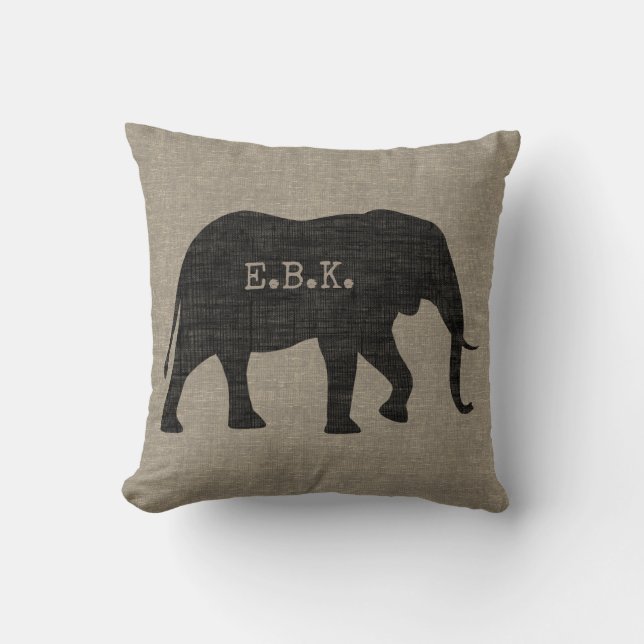 Almofada Silhueta de elefante africano com texto personaliz (Frente)