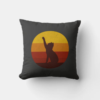Almofada Silhueta de Gato Pôr do Sol Retrô | Estética Vinta