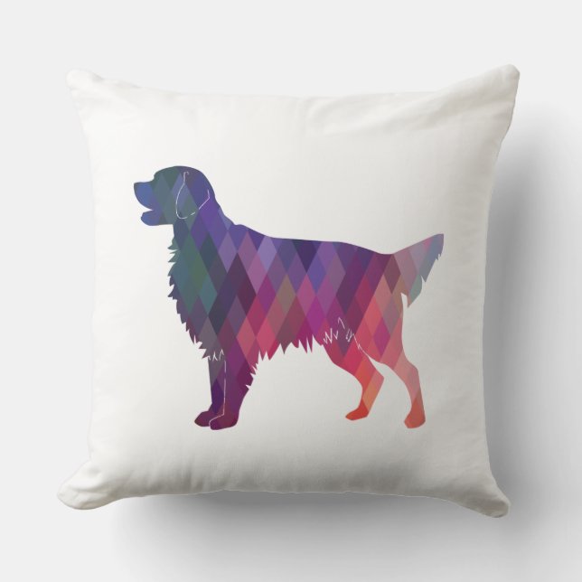 Almofada Silhueta Geométrica de Retriever Revestido Plano - (Frente)