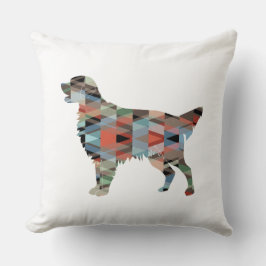 Almofada Silhueta Geométrica do Retriever Revestido Plano -