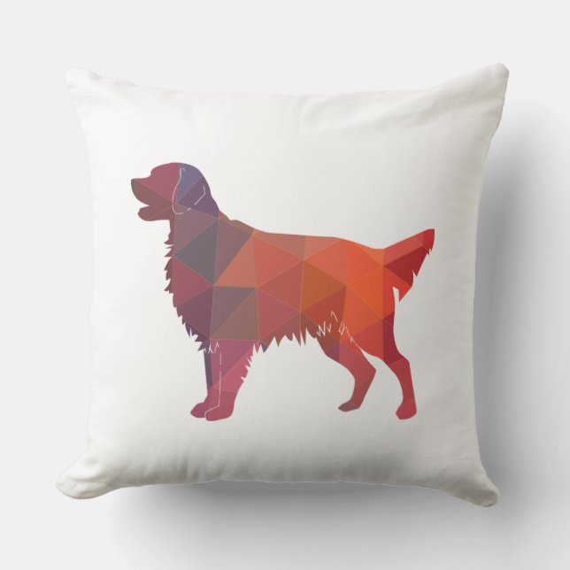 Almofada Silhueta Geométrica do Retriever Revestido Plano L (Frente)