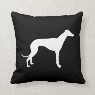 Almofada Silhueta preto e branco do galgo ambos os lados