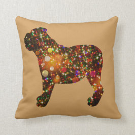 Almofada Silhueta Sparkly de Bokeh do buldogue
