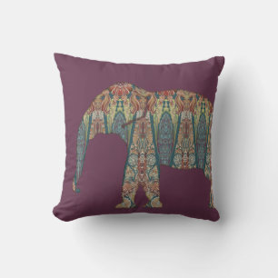 Almofada Silhueta tribal do elefante de Paisley do vintage
