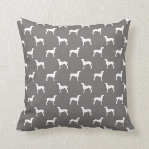 Almofada Silhuetas brancas de Weimaraner no cinza
