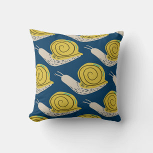 Almofada Silhuetas de caracóis: padrão amarelo, rosa.
