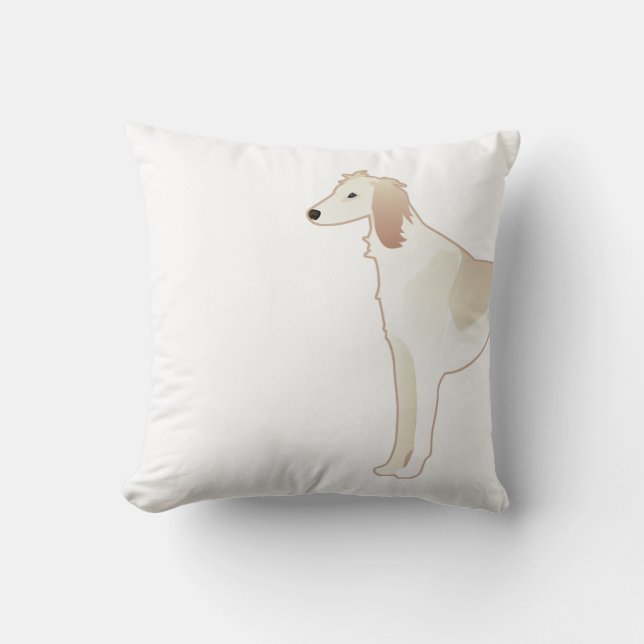 Almofada Silhuette de Ilustração Básica de Cachorro Saluki (Frente)