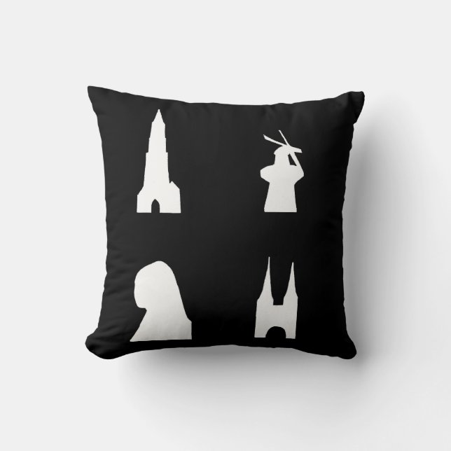 Almofada Silhuette delft em preto (Frente)