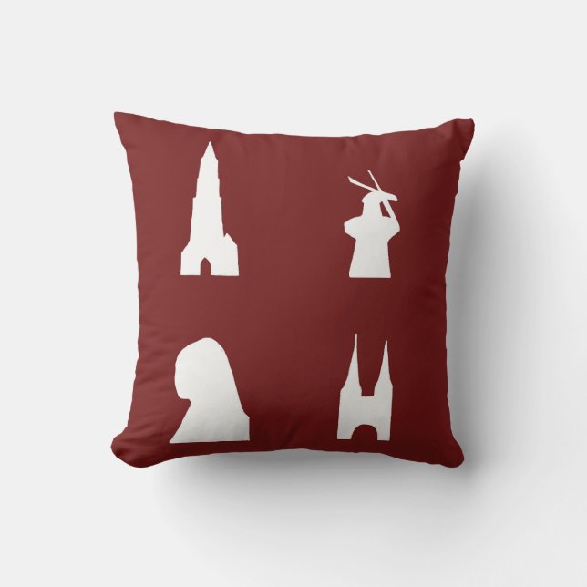 Almofada Silhuette delft em vermelho (Frente)