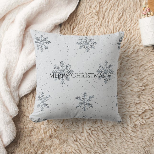 Almofada Silver Grey Winter Snowflakes Christmas (Cobertor)