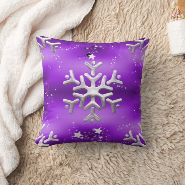 Almofada Silver Snowflake Purple Natal (Cobertor)