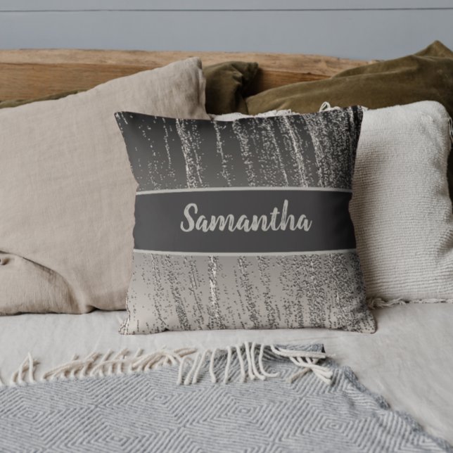 Almofada Silver Streaks Metálica Stripe Moderna Elegante (Criador carregado)