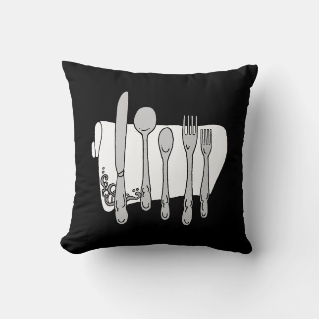 Almofada Silverware Black White Design (Frente)