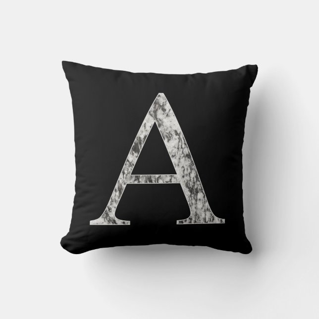 Almofada Símbolo Alfa inicial do Marble da letra A (Frente)