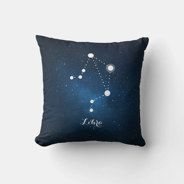 Almofada Símbolo Astrologico Azul Nebula Libra Zodiac (Frente)