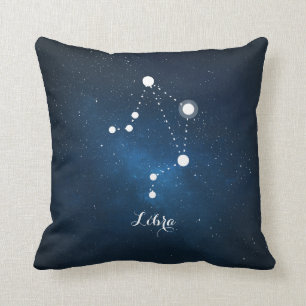 Almofada Símbolo Astrologico Azul Nebula Libra Zodiac