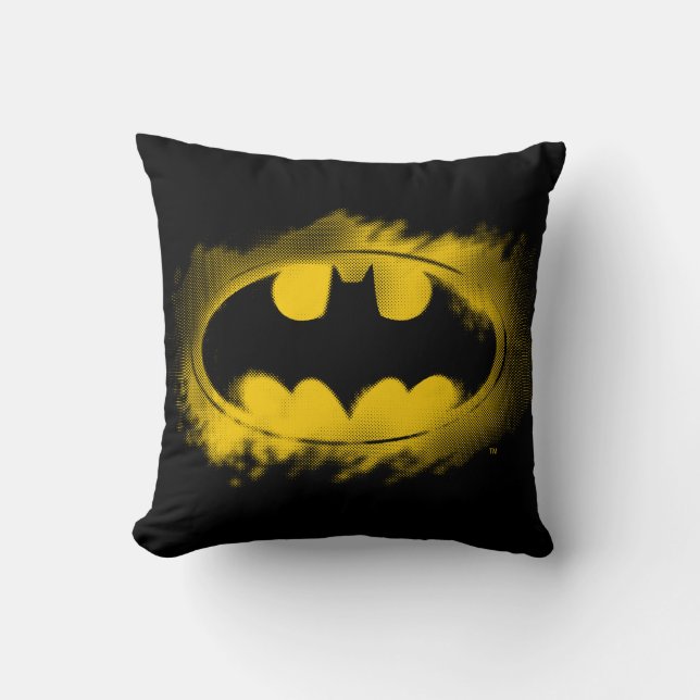 Almofada Símbolo Batman | Logotipo preto e amarelo (Frente)
