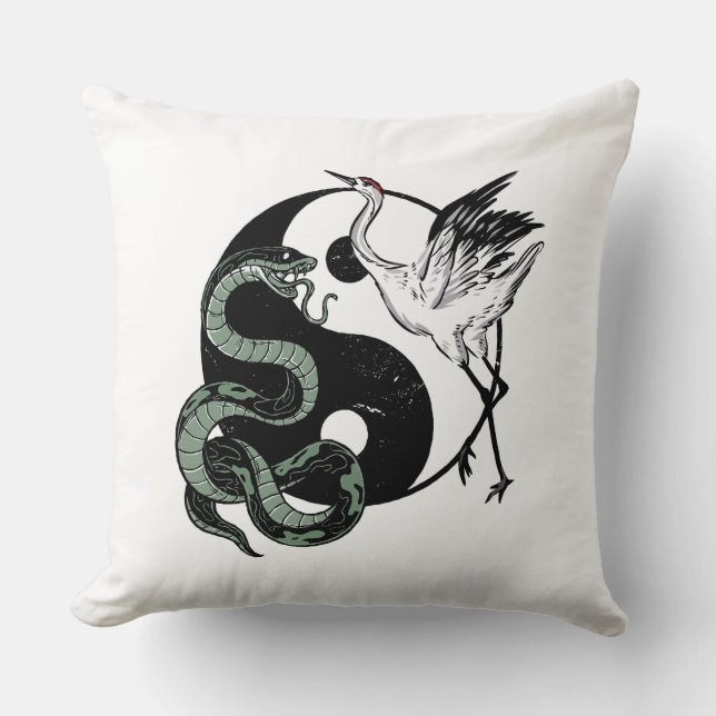 Almofada Símbolo da cobra e do grou Yin Yang (Frente)