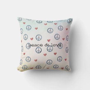 Almofada Símbolo de Paz de Coração Amarelo-Amarelo Aqua com