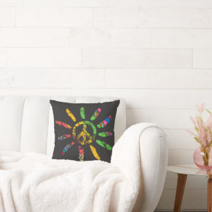 Almofada Símbolo de Paz Étnica Hippie Bohemian