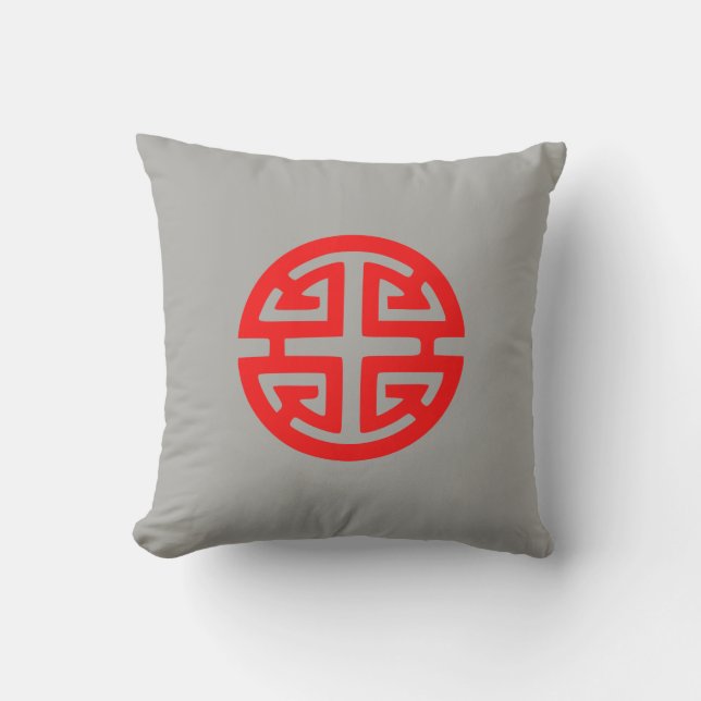 Almofada Símbolo de prosperidade chinês vermelho (Frente)