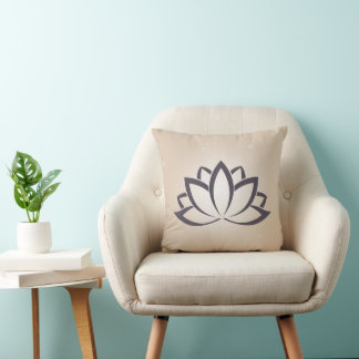 Almofada Símbolo Lotus Travesseiro decorativo Preto e Tan