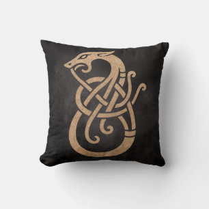 Almofada Símbolo Nó Serpente Viking Dourado